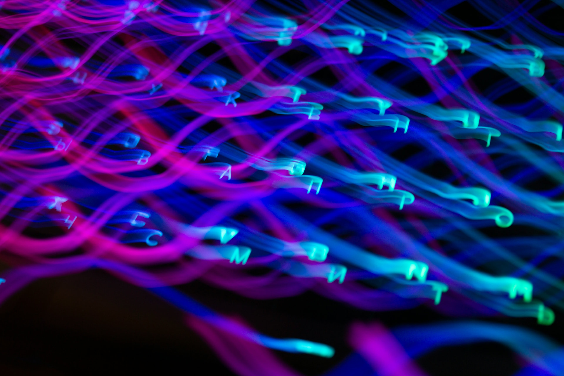 Abstract light trails representing computational data